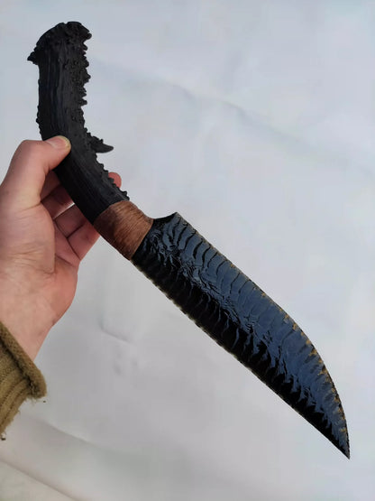 38cm Obsidian Stone Artifact | Edge Width: 5.0cm | Unsharpened Edge Plant-Dyed White-Tailed Deer Antler Handle | DM for Production Timeline
