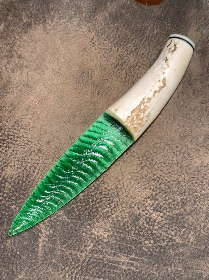 Handmade Stone Artifact | Green Cat’s Eye Stone | Premium Pressure-Flaked Texture Total Length: 21.5cm | Edge: 11.5cm | Unsharpened Edge (Sold) | DM for Lead Time