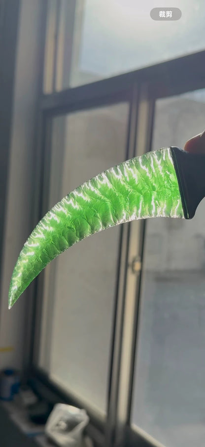 Pressure-flaked stone artifact – Customizable edge and handle colors (fixed price). Currently no stock; made to order. Production lead time available upon inquiry. Blunt/unsharpened edge.