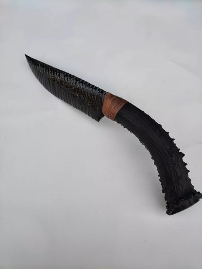 38cm Obsidian Stone Artifact | Edge Width: 5.0cm | Unsharpened Edge Plant-Dyed White-Tailed Deer Antler Handle | DM for Production Timeline