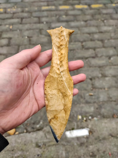 Nordic Ritual Flint Artifact | Handcrafted Stonecraft | Single-Side Textured Silica Relic | Ceremonial Tool | Natural Blunt Edge