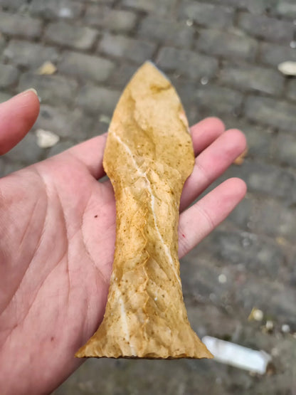 Nordic Ritual Flint Artifact | Handcrafted Stonecraft | Single-Side Textured Silica Relic | Ceremonial Tool | Natural Blunt Edge