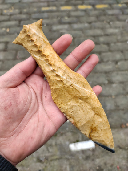 Nordic Ritual Flint Artifact | Handcrafted Stonecraft | Single-Side Textured Silica Relic | Ceremonial Tool | Natural Blunt Edge
